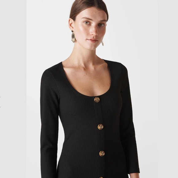 Whistles Button Detail Jersey Dress - Picture 2 of 8